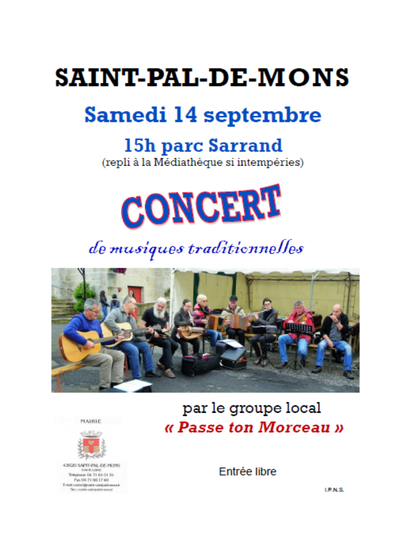 Concert musiques traditionnelles (Saint Pal de Mons)
